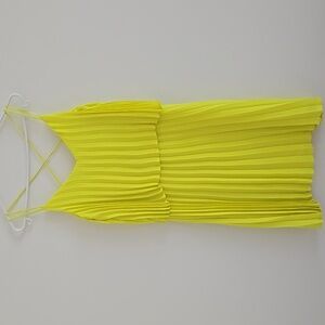 Fluorescent Yellow Pleated Dress